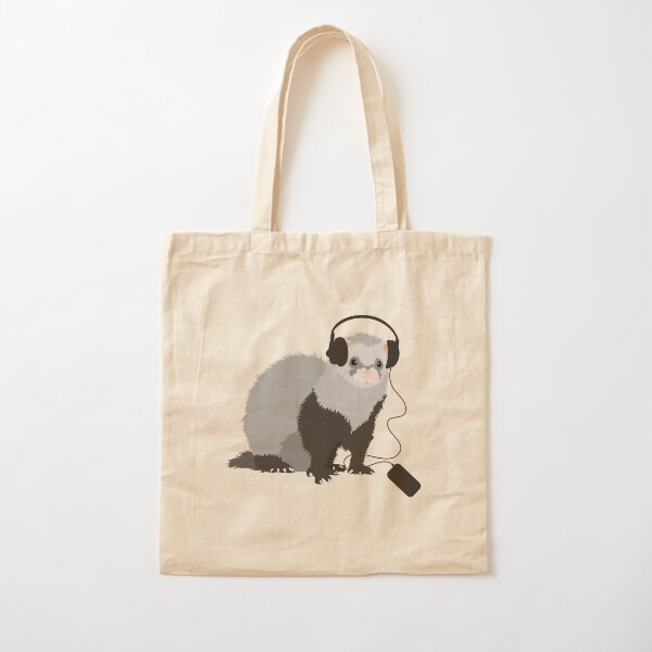Funny Musical Ferret Cotton Tote Bag