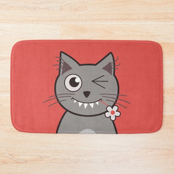 Item preview, Flower Nibbling Winking Cat designed and sold by Boriana Giormova.