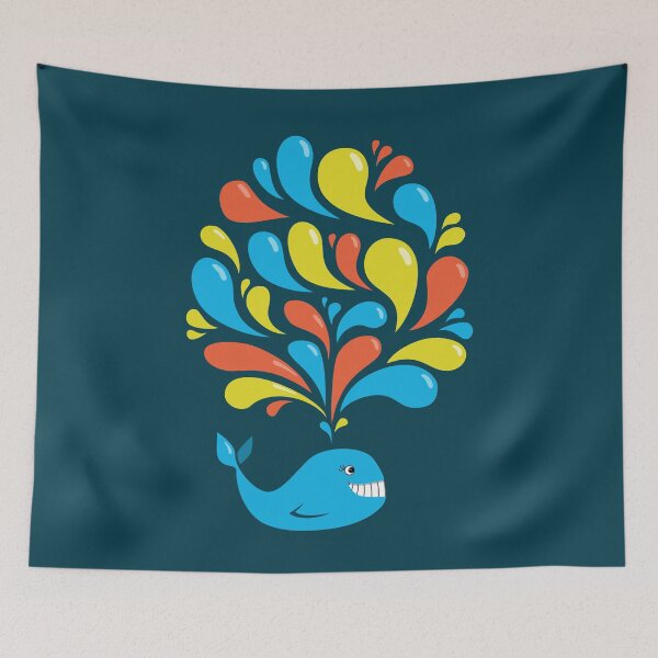 Item preview, Dark Colorful Splash Happy Cartoon Whale designed and sold by Boriana Giormova.
