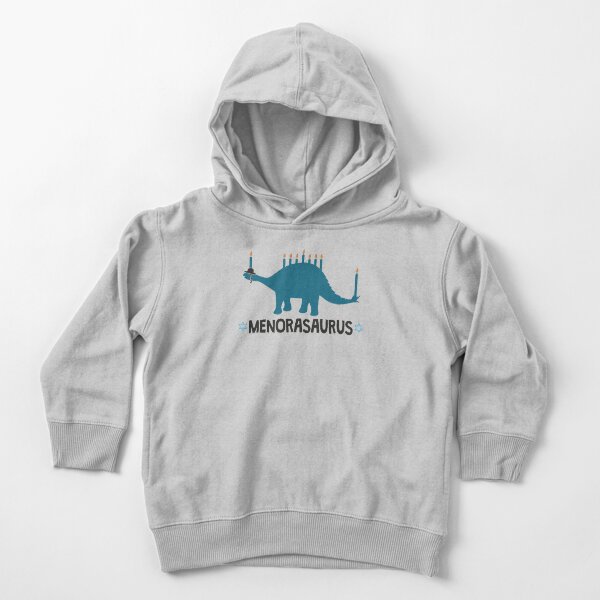 Hanukkah dinosaur Menorasaurus Stegosaurus with Menorah lights on the back Toddler Pullover Hoodie