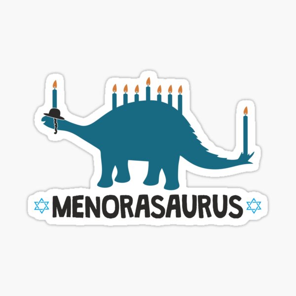 Item preview, Hanukkah dinosaur Menorasaurus Stegosaurus with Menorah lights on the back designed and sold by alenaz.