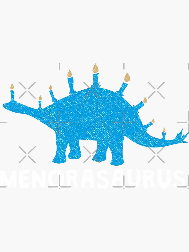 "Menorasaurus Hanukkah Funny Jewish dinosaur with Menorah lights stegosaurus" Sticker for Sale