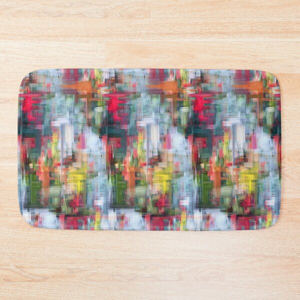 Item preview, Colorful brush strokes. Abstract acrylic painting with green and red accents designed and sold by ikaDrawings.