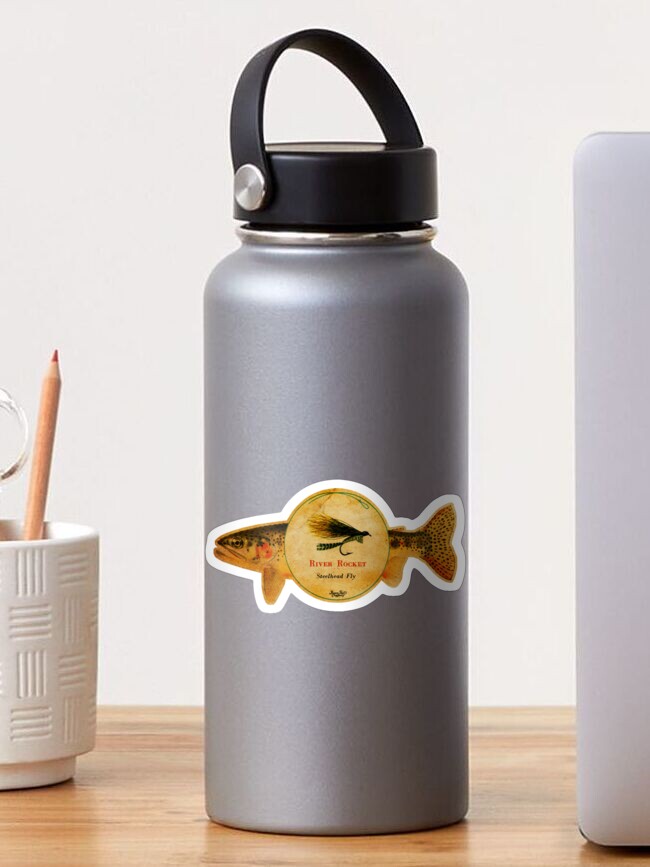 Imagen 1 de 3, Pegatina con la obra Anuncio de pesca con mosca vintage, diseñada y vendida por alardokoth.