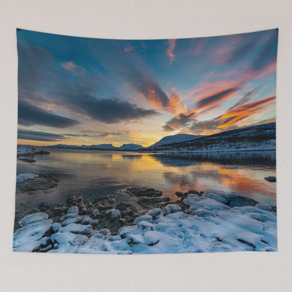Item preview, Winter Sunrise at Lake Tornetrask designed and sold by seaearthandsky.