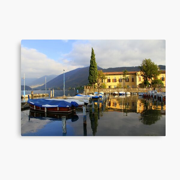 Item preview, The little harbor in Iseo in the evening designed and sold by Annalisa Bianchetti.