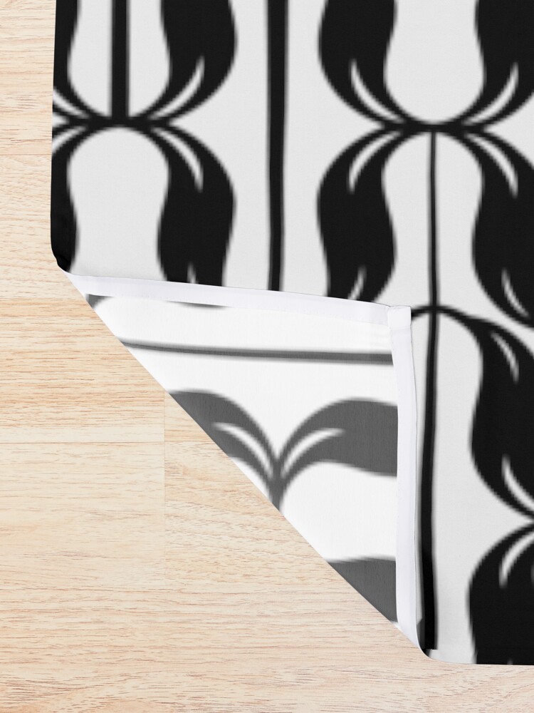 Alternate view of black and white typographical pattern Shower Curtain