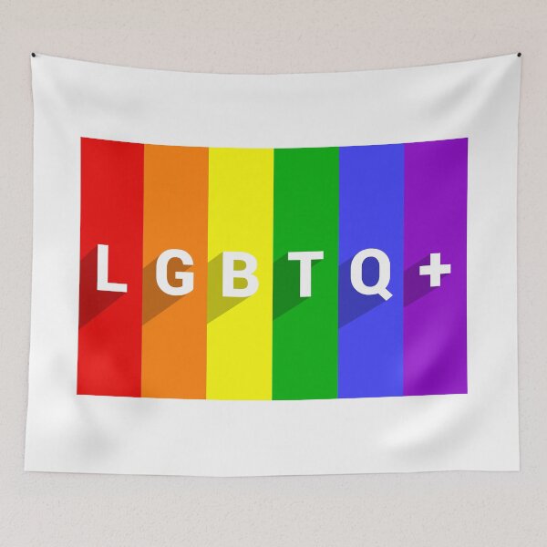 Item preview, Text LGBTQIA on striped pride flag or Rainbow pride flag background designed and sold by KiraYan.