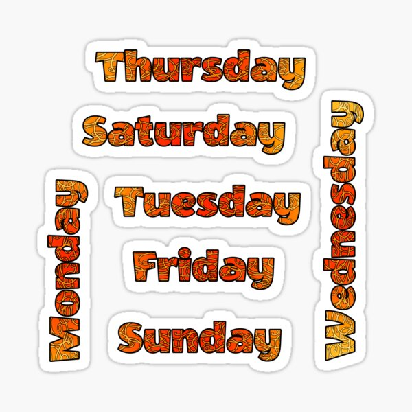 "Days of the Week Halloween Orange Bullet Journal Typography" Sticker