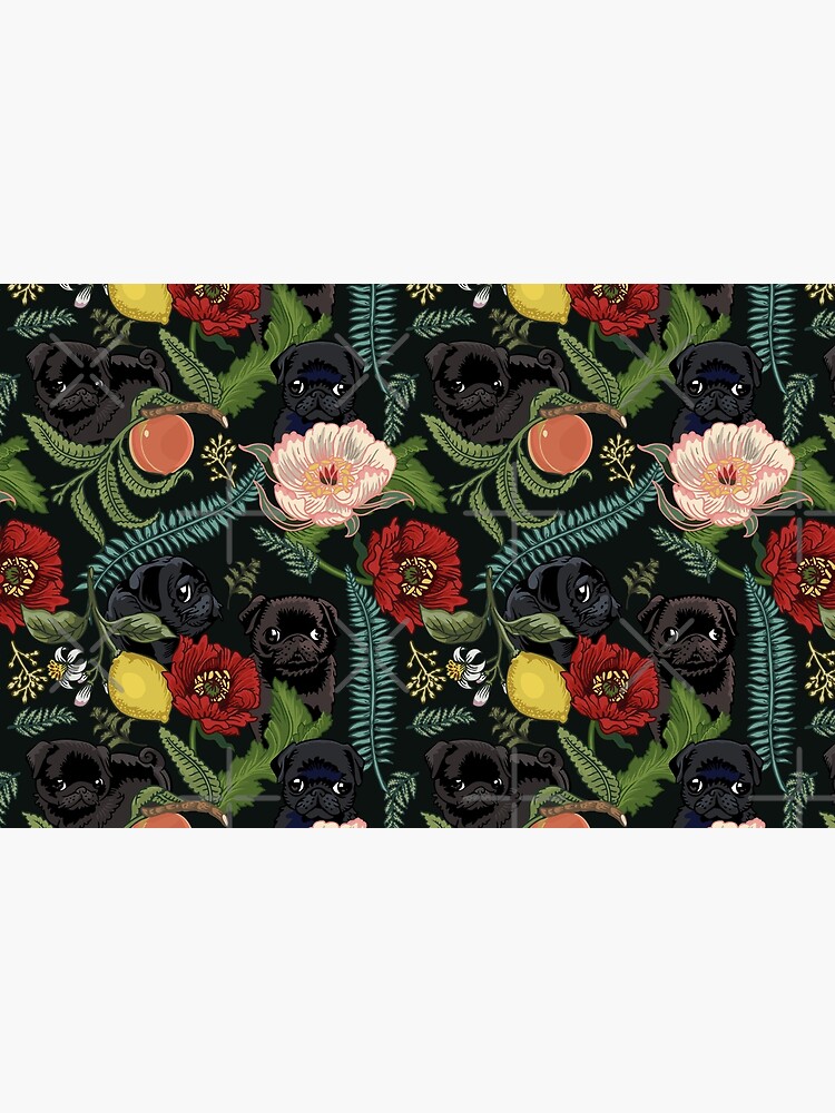 Botanical and Black Pugs by Huebucket