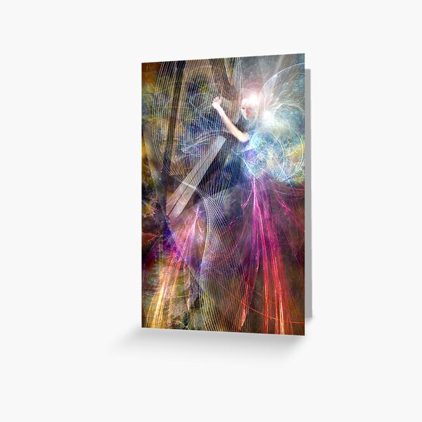 The Faery Harpist playing on the wind Greeting Card