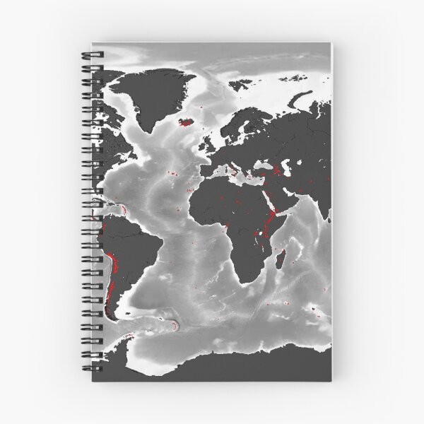Item preview, Volcanes del mundo - Mapa geográfico en proyección Miller designed and sold by ramiro.