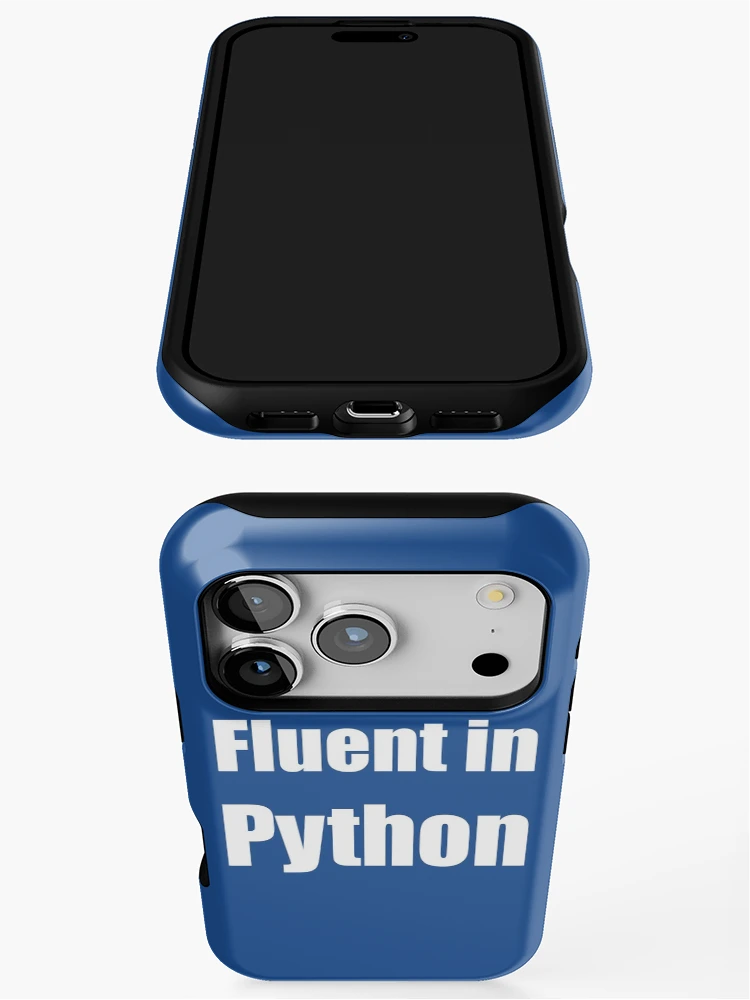 Thumbnail 3 of 4, iPhone Case, Fluent in Python - White on Blue for Python Programmers designed and sold by ramiro.