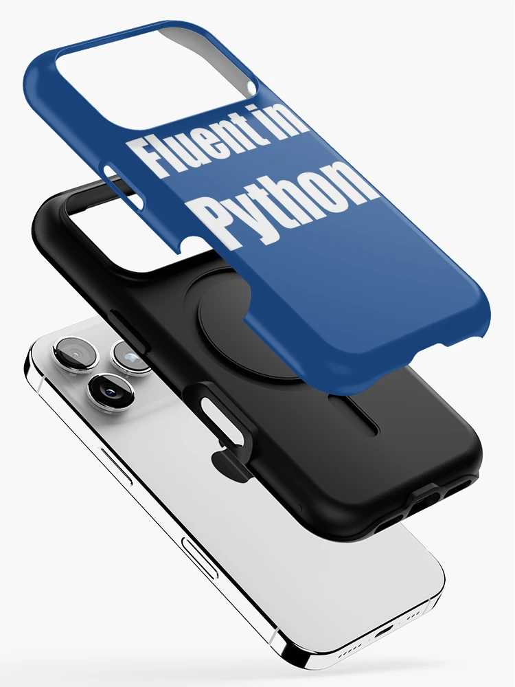 Thumbnail 2 of 4, iPhone Case, Fluent in Python - White on Blue for Python Programmers designed and sold by ramiro.