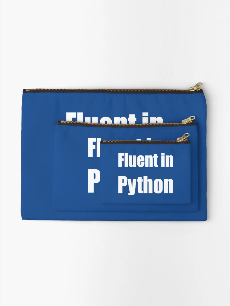 Thumbnail 2 of 4, Zipper Pouch, Fluent in Python - White on Blue for Python Programmers designed and sold by ramiro.