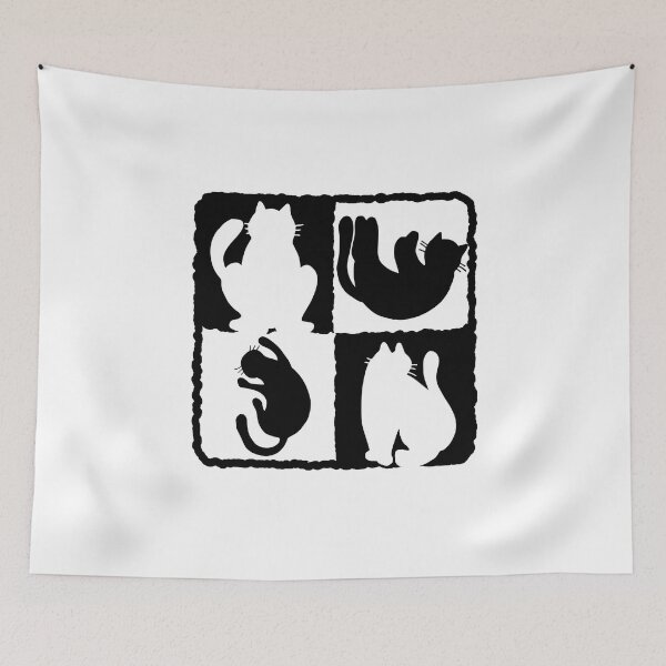 Item preview, Silhouettes of cats in a square black white designed and sold by joseartgel.