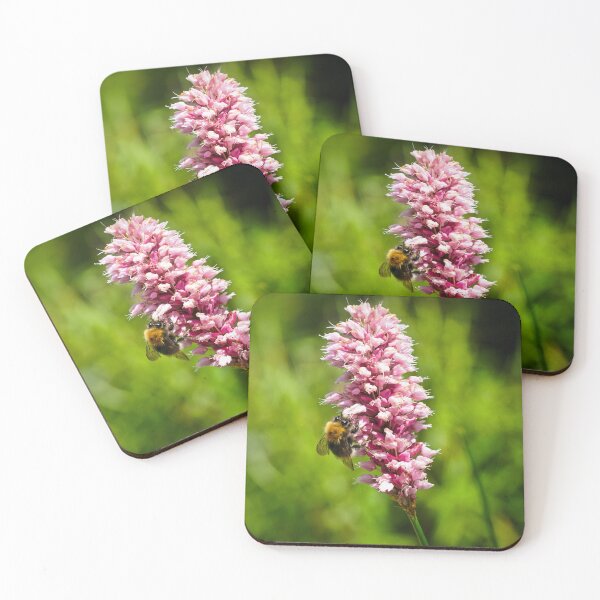 Item preview, Beautiful Pink Flower With A Bee Pollinating And Green Background designed and sold by Harmony Of The Mind.
