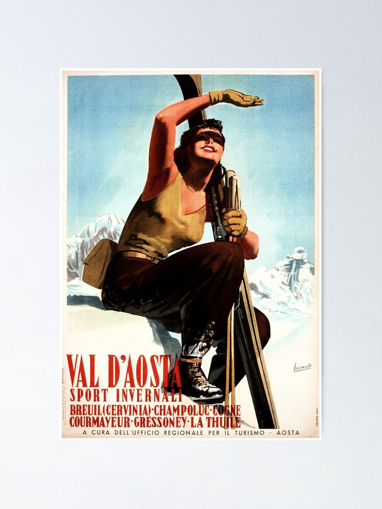 TV42 Vintage 1937 Val D’Aosta Italy Italian Ski Skiing Travel Poster A3/A4 