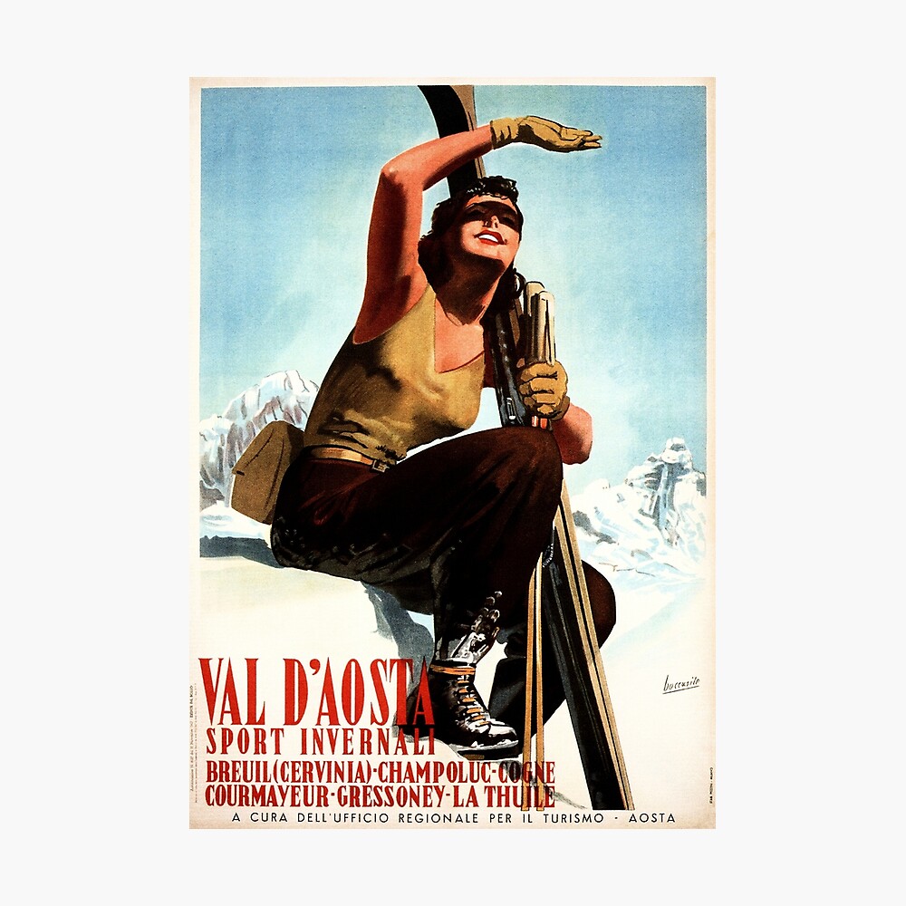 TV41 Vintage 1947 Val D'Aosta Italy Italian Ski Skiing Travel Poster Re-Print A4 