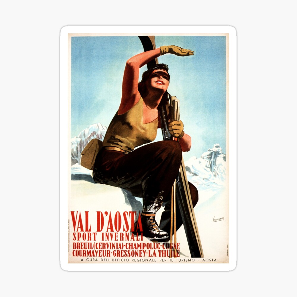 Alagna Valsesia  Italy Alpine Ski Vintage Travel Advertisement Art Poster  Print 