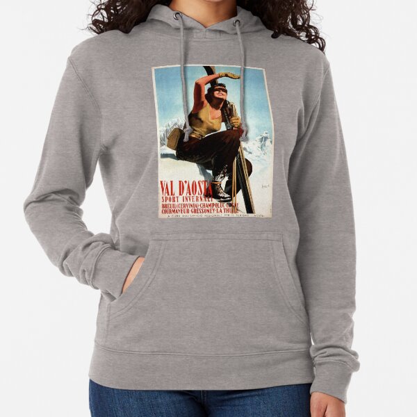 ITALY VAL D' AOSTA Winter Sports Ski Vintage Italian Travel Lightweight Hoodie