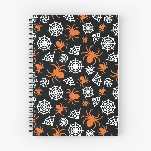 Aperçu de l'œuvre Motif d'araignée et de toile d'araignée d'Halloween (orange, noir et blanc) créée et vendue par randrgiftshop.