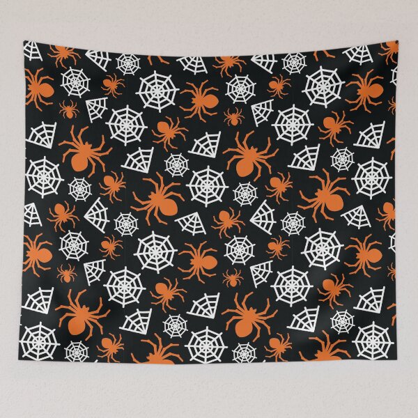 Item preview, Halloween Spider and Spider Web Pattern (Orange, Black, and White) designed and sold by randrgiftshop.
