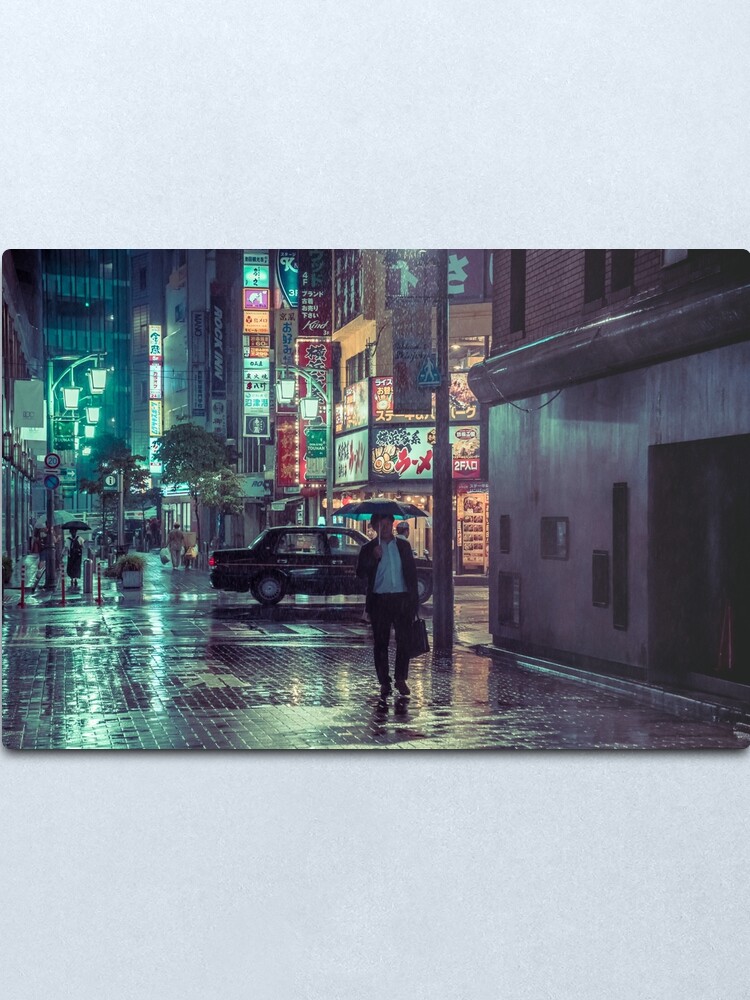 Alternate view of The Smiling Man // Rainy Tokyo Nights Metal Print