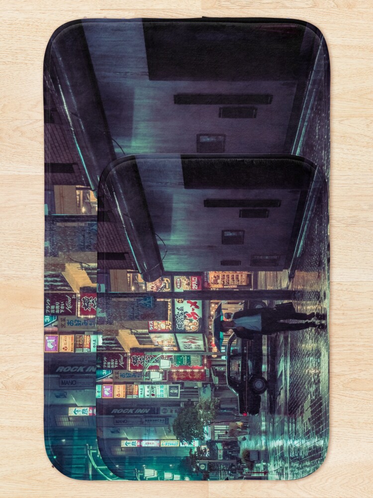Alternate view of The Smiling Man // Rainy Tokyo Nights Bath Mat