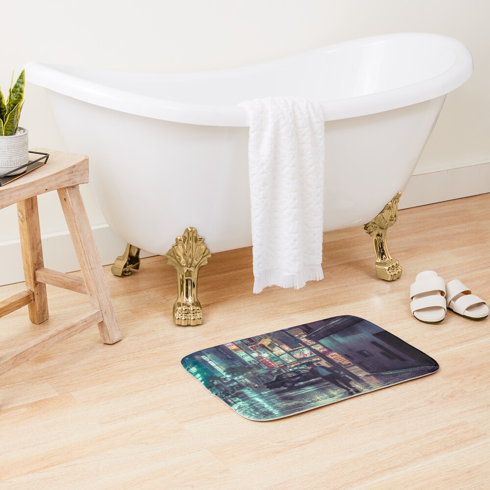 The Smiling Man // Rainy Tokyo Nights Bath Mat
