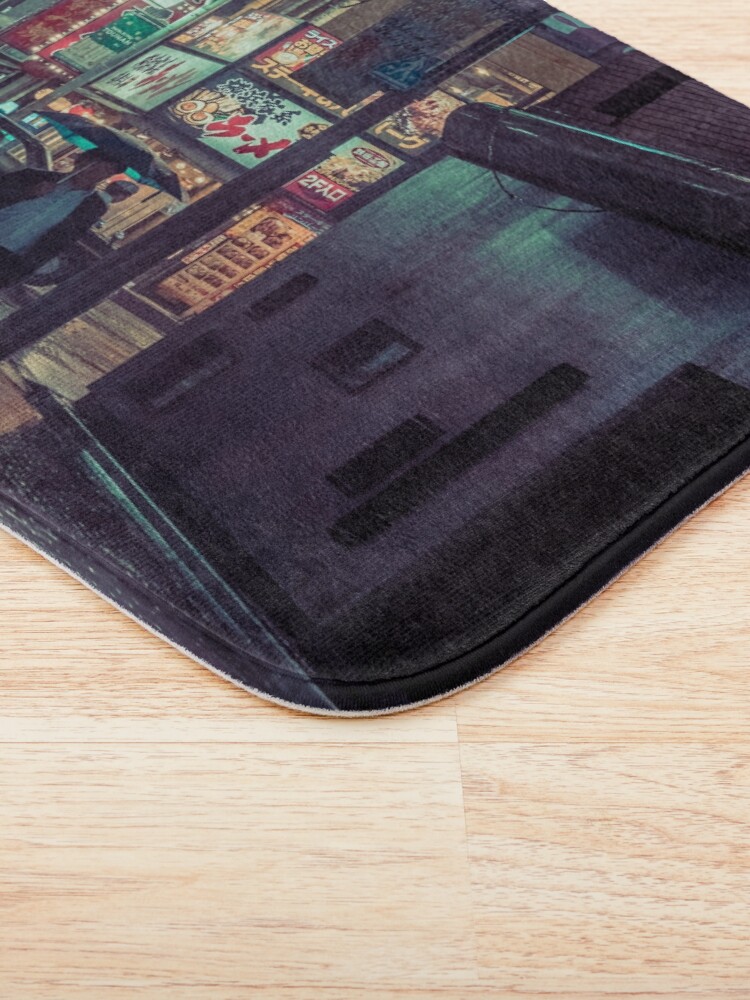 Alternate view of The Smiling Man // Rainy Tokyo Nights Bath Mat