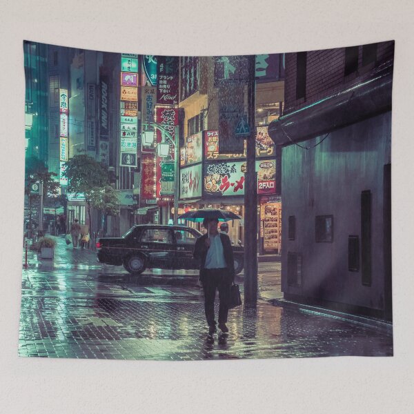 Item preview, The Smiling Man // Rainy Tokyo Nights designed and sold by Neondreamscapes.