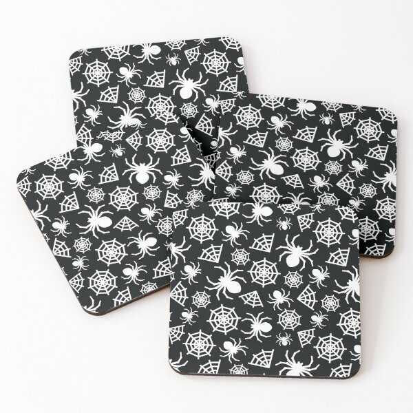 Item preview, Halloween Spider and Spider Web Pattern (White on Black) designed and sold by randrgiftshop.