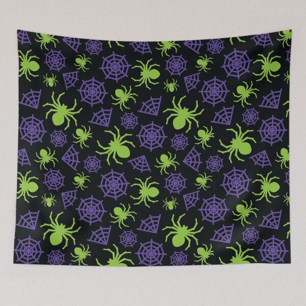 Item preview, Halloween Spider and Spider Web Pattern (Green and Purple) designed and sold by randrgiftshop.