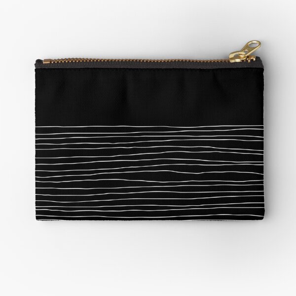 Hand Striped black and white Zipper Pouch