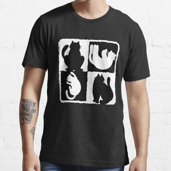 "Silhouettes of cats in a square white black" Tshirt for Sale by