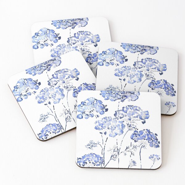 Item preview, hand painted abstract Queen Annes Lace flower in blue designed and sold by SelenePaintings .