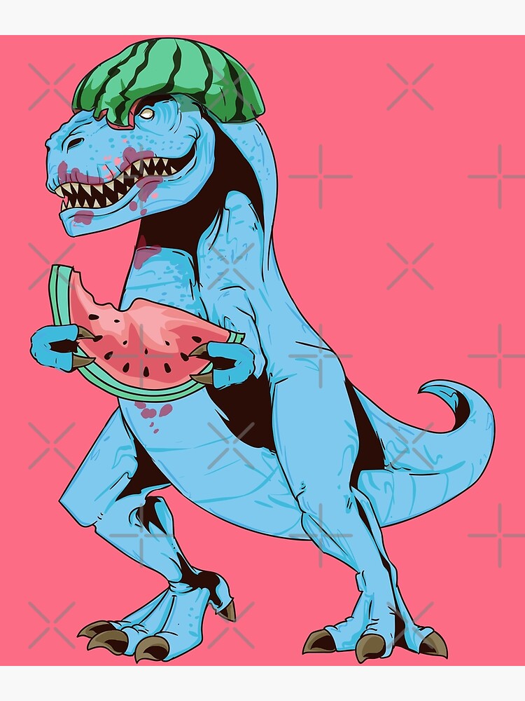 "Watermelon Dinosaur One In a Melon T Rex Summer Fruit" Poster by nerdninja Redbubble