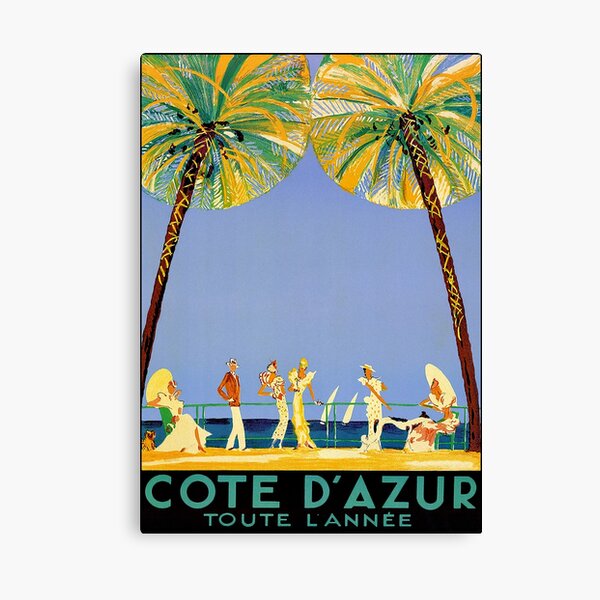 Cote D'Azur All Year vintage French travel poster Canvas Print