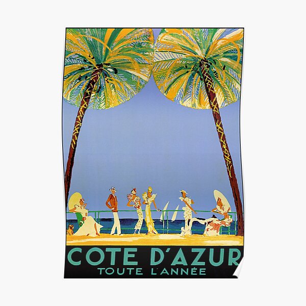 Cote D'Azur All Year vintage French travel poster Poster