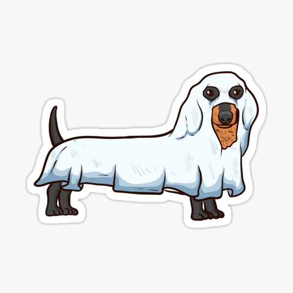"Ghost Dachshund Spooky Dog Wiener Halloween Costume" Sticker by