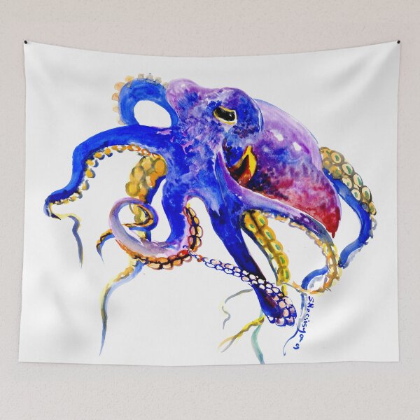 Item preview, Ocotpus Blue, Gold aquatic Beach Octopus design designed and sold by surenart.