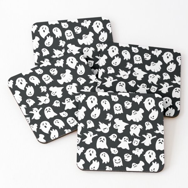 Item preview, Halloween Ghosts and Spirits Pattern (White on Black) designed and sold by randrgiftshop.