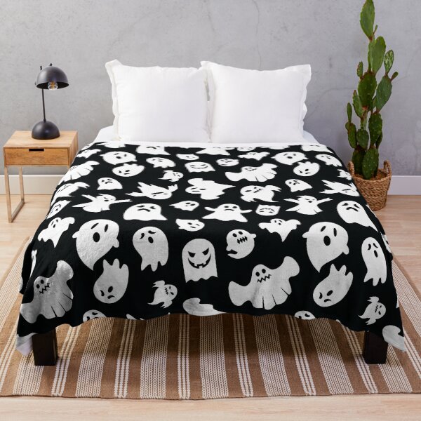 Item preview, Halloween Ghosts and Spirits Pattern (White on Black) designed and sold by randrgiftshop.