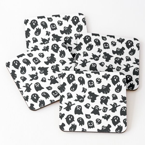 Item preview, Halloween Ghosts and Spirits Pattern (Black on White) designed and sold by randrgiftshop.
