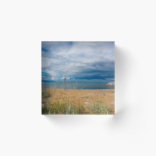 Stormy Beach, Calm after the storm, Beach house decor Acrylic Block