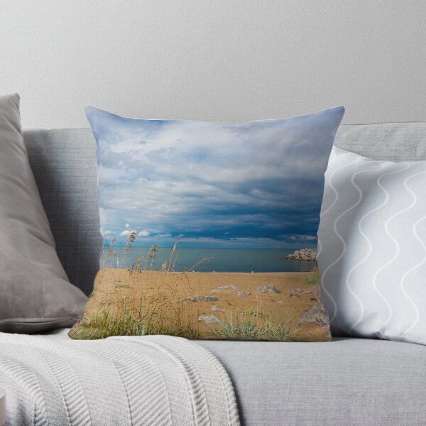 Stormy Beach, Calm after the storm, Beach house decor Throw Pillow
