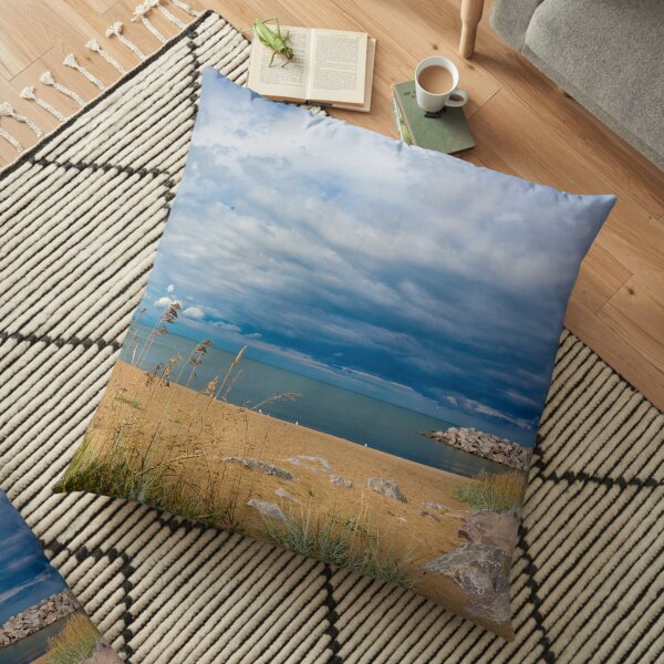Stormy Beach, Calm after the storm, Beach house decor Floor Pillow