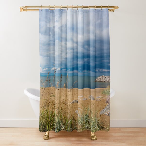 Stormy Beach, Calm after the storm, Beach house decor Shower Curtain