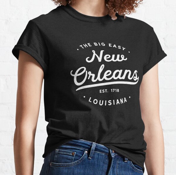 STRAVEL Classic Retro Vintage New Orleans Louisiana Big Easy Nola T-Shirt Black Large, Women's